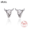 925 Sterling Silver Sheep Head Stud Earrings For Women Ladies Punk Deer Skull Animal Earring Gift Sterling-silver-jewelry