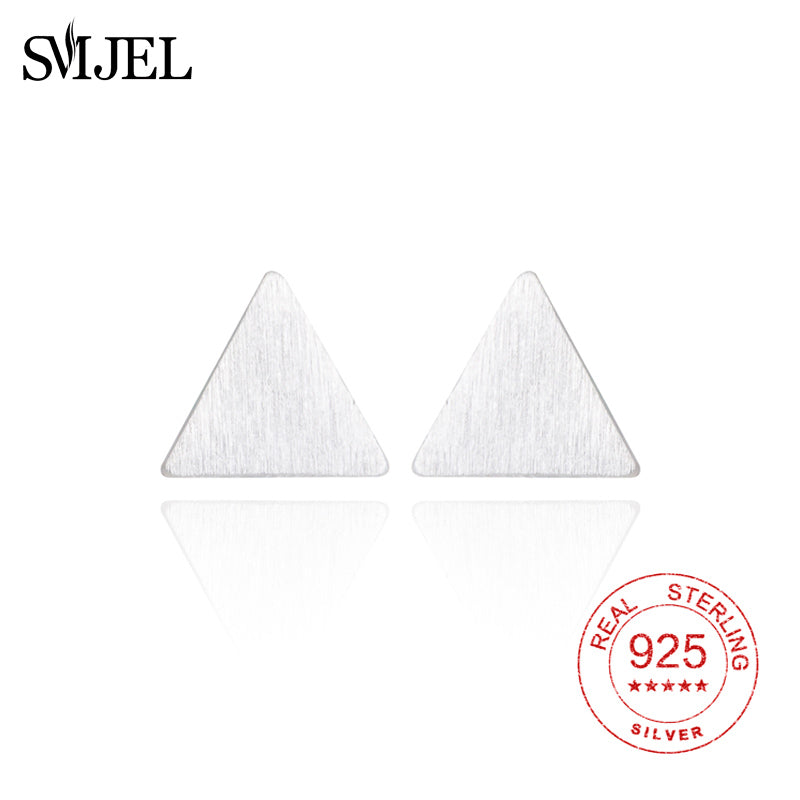 925 Sterling Silver Simple Brushed Triangle Earrings Women Girl Gift Tiny Geometric Jewelry Earring Boucle D'oreille