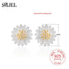 925 Sterling Silver Sunflower Earing Cute Silver Chrysanthemum Flower Stud Earrings for Women Brand Jewelry Birthd Gifts