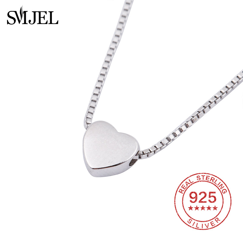 925 Sterling Silver Wedding Necklace Tiny Heart Necklace for woman Simple Charm Love pendant necklace Bridesmaid Gift