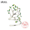 925 Sterling Sliver Green Tree Rings For Women Silver Tree of Life Plant Ring Gifts for Girl Wedding drop shipping