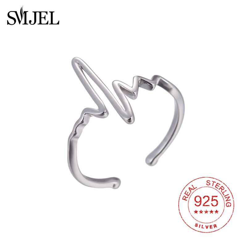 925 Sterling Sliver Rings for Women Unique Design Lightning Heartbeat Ring Ecg Heartbeat Jewelry Romantic Gift to Girls