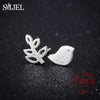 925 Sterling Sliver Tiny Birds and Branch Stud Earrings for Women Natural Lover Animal Earing Jewelry Accessory Girl Gifts
