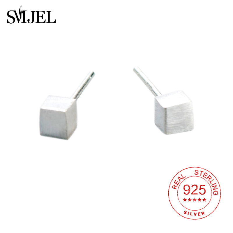 925 Sterling Sliver Tiny Cube Stud Earrings Women Dainty Square Box Small Stud Earrings Minimalist Earrings Girls