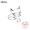 925 Sterling Sliver Twine Cat Ring Long Tail Wrap Ring Young Girl Jewelry Cat Layer Statement Ring drop shipping
