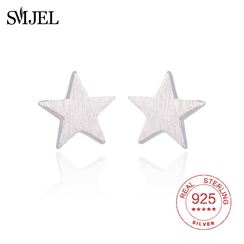 Authentic 925 Sterling Silver Sparkling Star Stud Earrings for Women Fine Jewelry Gift Girl Star Ear Earring Brincos