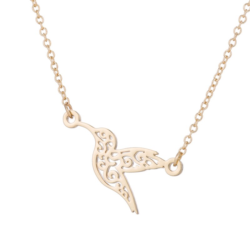 Boho Geometric Hummingbird Necklace Women Cute South America Wild Animal Bird Necklaces Collier Wholesale Jewelry Gifts