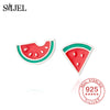 Cute Watermelon Earrings for Women 925 Sterling Silver Fruit Triangle Stud Earring Fashion Jewelry Silver pendientes mujer