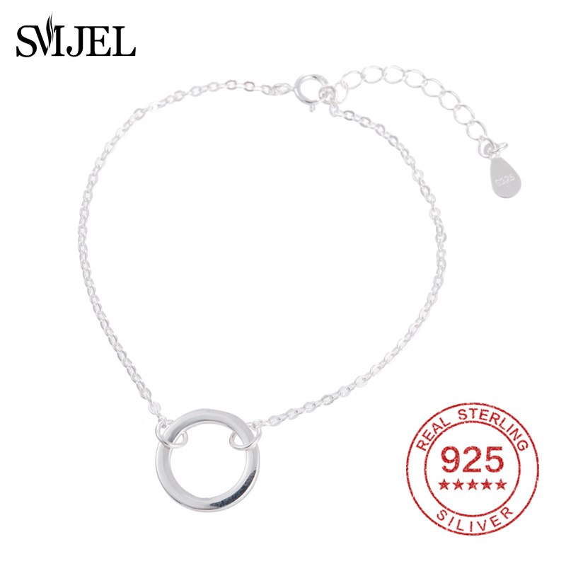 Dainty Round Circle Chain Link Strand Bracelets for Women 925 Sterling Silver Jewelry Wedding Bridesmaid Bracelet bileklik