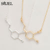 SMJEL Dopamine Molecule Necklaces Chemical Formula Necklace Women Serotonin Structure Formula Pendant Graduation Gifts