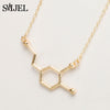 SMJEL Dopamine Molecule Necklaces Chemical Formula Necklace Women Serotonin Structure Formula Pendant Graduation Gifts