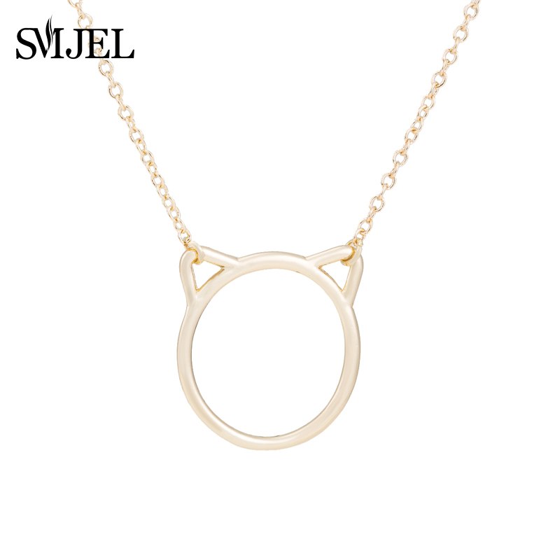Fashion Hollow Cat Ear Chocker Necklaces Women Chain Cute Animal Jewelry Steampunk New Year Gift for Kids Girls n257