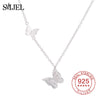 Fashion Jewellery Necklace 925 Sterling Silver Long Chain Animal Butterfly Pendant Necklaces Women bijoux femme