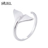 Fashion Silver Jewelry Mermaid Tail Cuff Rings Anel Sea Whale Fish Tail Bague Rings Men Romantic sieraden Gifts Wholesale