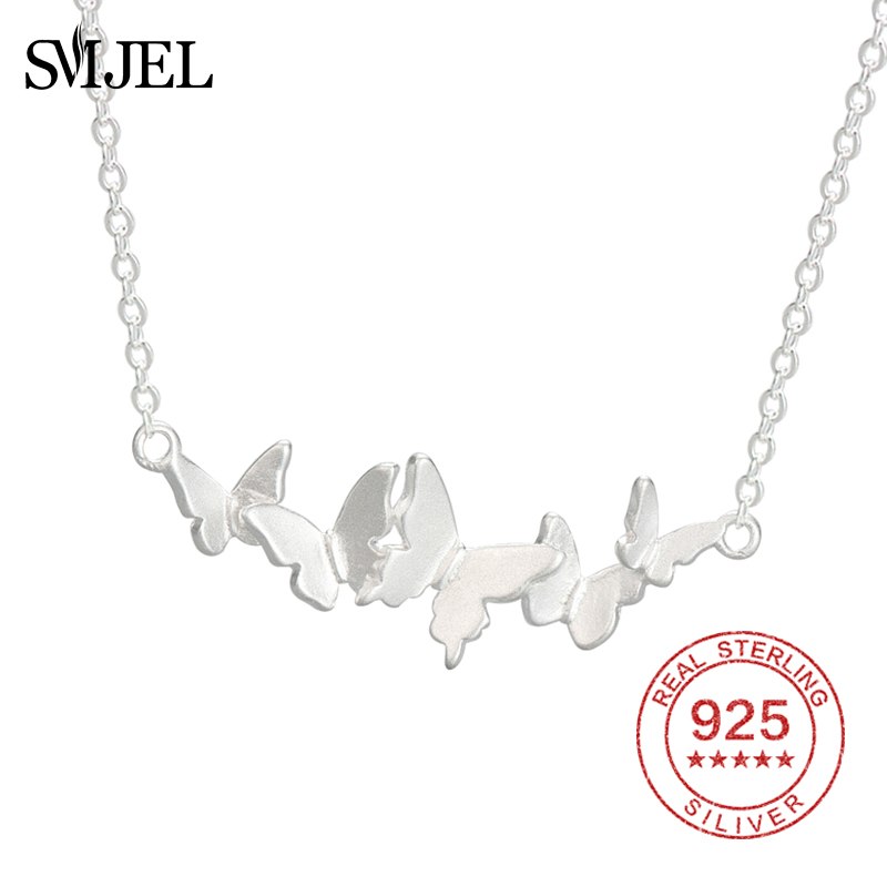 Ladies Butterfly Necklace Fashion New 925 Sterling Silver Animal Butterfly Pendants&Necklaces Wedding Chokers Necklace