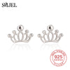 Lovely Girls Baby 925 Jewelry Silver Princess Stud Earrings Cute Charm Women Fine Jewelry Nice Small Crown Earrings
