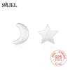 Matte Moon Star Stud Earrings for Women Girl Fashion Teen Jewelry 25 Sterling Silver Star Ear Earring Gift
