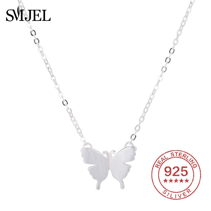 New 925 Sterling Silver Cute Animal Butterfly Necklaces for Women Best Friend Necklace Collier Wedding Jewelry Party Gift