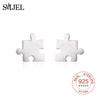 New Arrival 925 Sterling Silver Tiny Game Puzzle Stud Earrings for Women Trendy Earring Kids Jewelry Gifts brincos