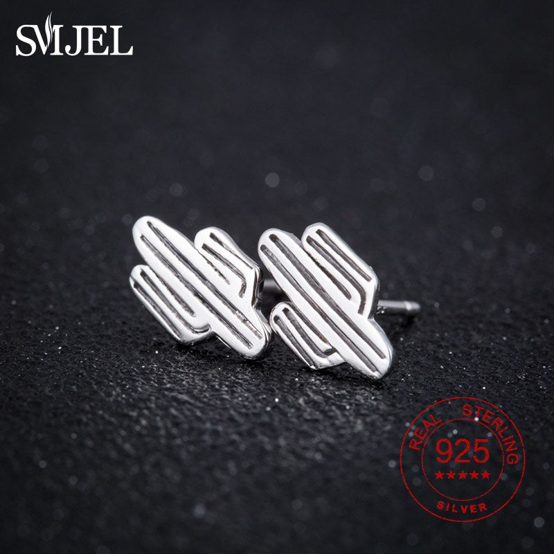 New Arrival 925 Sterling Silver Women's Jewelry Fashion Tiny Cactus Stud Earrings Gift For Girls Kids Lady Cacti Earring