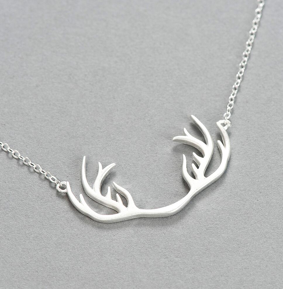 New Fashion 100% S925 Animal Antler Pendants Necklaces for Women Christmas Jewelry 925 Sterling Silver Necklace colier