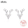 New Fashion 925 Sterling Silver Antler Deer Stud Earrings for Women Elk Reindeer Animal Earring Oorbellen Christmas Gift