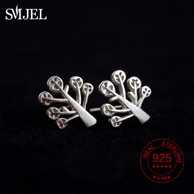 New Fashion 925 Sterling Silver Leaf Earrings Wedding Gifts Tree Plant Charm Stud Earring Girl Jewelry Birthd Gifts