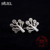 New Fashion 925 Sterling Silver Leaf Earrings Wedding Gifts Tree Plant Charm Stud Earring Girl Jewelry Birthd Gifts