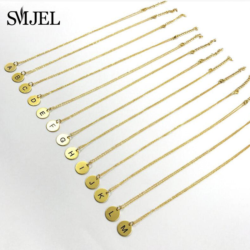 Personalized Alphabet Initial Necklace for Women Stainless Steel K H B Letter Necklace Choker Women Jewelry Kolye Collier