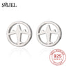 Punk Airplane Stud Earring 925 Sterling Silver Circle Pendant Earrings For Women Men Earrings Silver Jewelry Brincos