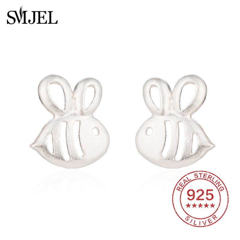 Real 925 Sterling Silver Bee Earrings for Women Cute Small Earrings Animal jewelry Kid Gifts boucle d'oreille femme