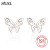 Real 925 Sterling Silver Butterfly Earrings for Women Ladies Fashion Jewelry Dainty Butterfly Earrings Stud brincos