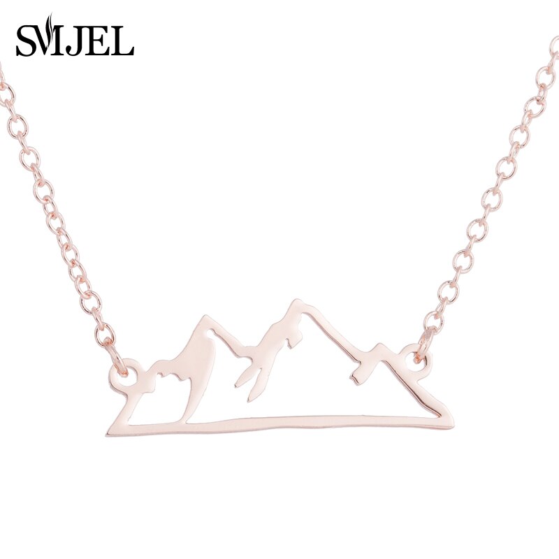 SMJEL Round Charm Mountain Necklace Men Women Choker Outdoor Travel Jewelry Climbing Minimalist punk Mountain Pendant Necklace