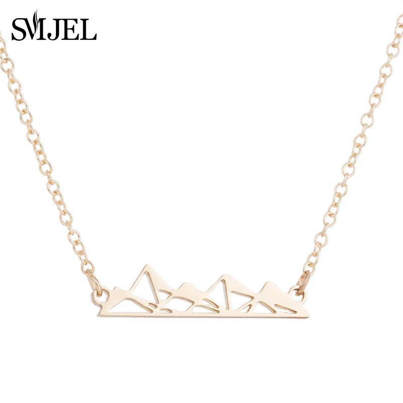 SMJEL Round Charm Mountain Necklace Men Women Choker Outdoor Travel Jewelry Climbing Minimalist punk Mountain Pendant Necklace
