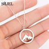 SMJEL Round Charm Mountain Necklace Men Women Choker Outdoor Travel Jewelry Climbing Minimalist punk Mountain Pendant Necklace