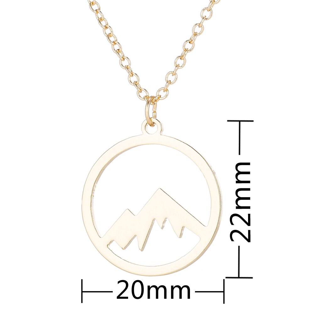 SMJEL Round Charm Mountain Necklace Men Women Choker Outdoor Travel Jewelry Climbing Minimalist punk Mountain Pendant Necklace