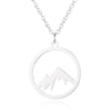 SMJEL Round Charm Mountain Necklace Men Women Choker Outdoor Travel Jewelry Climbing Minimalist punk Mountain Pendant Necklace