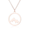 SMJEL Round Charm Mountain Necklace Men Women Choker Outdoor Travel Jewelry Climbing Minimalist punk Mountain Pendant Necklace