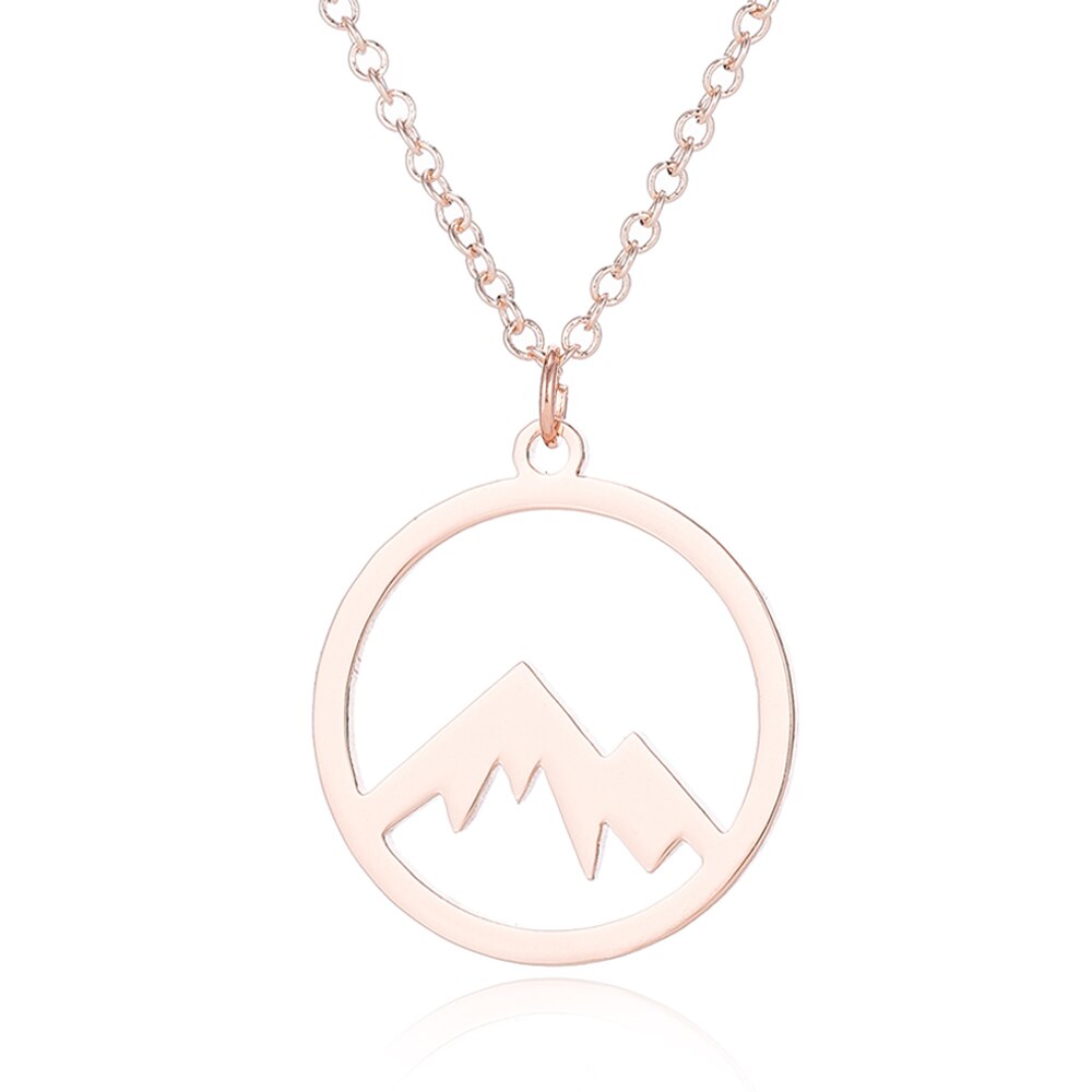 SMJEL Round Charm Mountain Necklace Men Women Choker Outdoor Travel Jewelry Climbing Minimalist punk Mountain Pendant Necklace