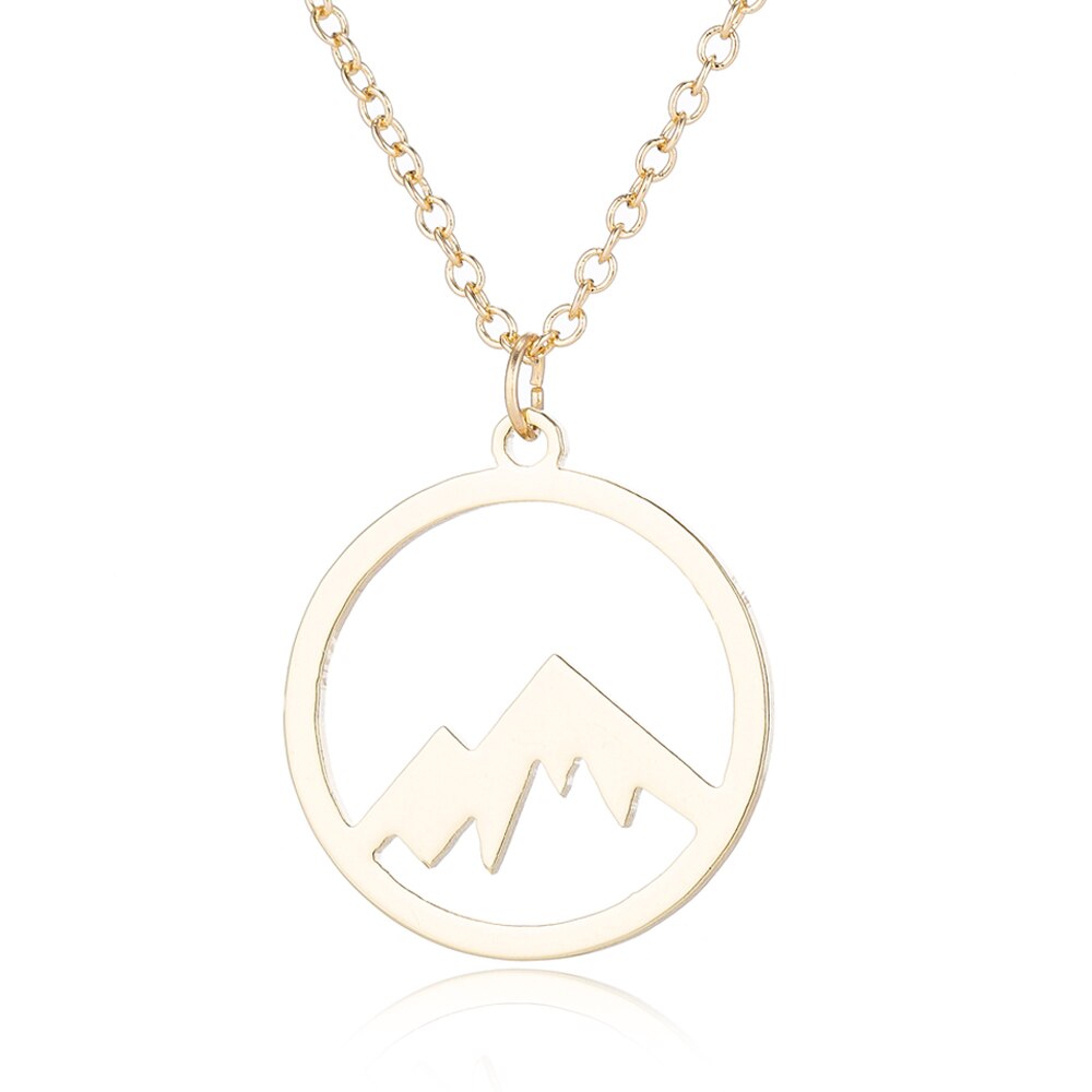 SMJEL Round Charm Mountain Necklace Men Women Choker Outdoor Travel Jewelry Climbing Minimalist punk Mountain Pendant Necklace
