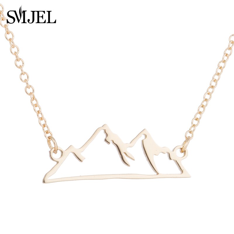 SMJEL Round Charm Mountain Necklace Men Women Choker Outdoor Travel Jewelry Climbing Minimalist punk Mountain Pendant Necklace
