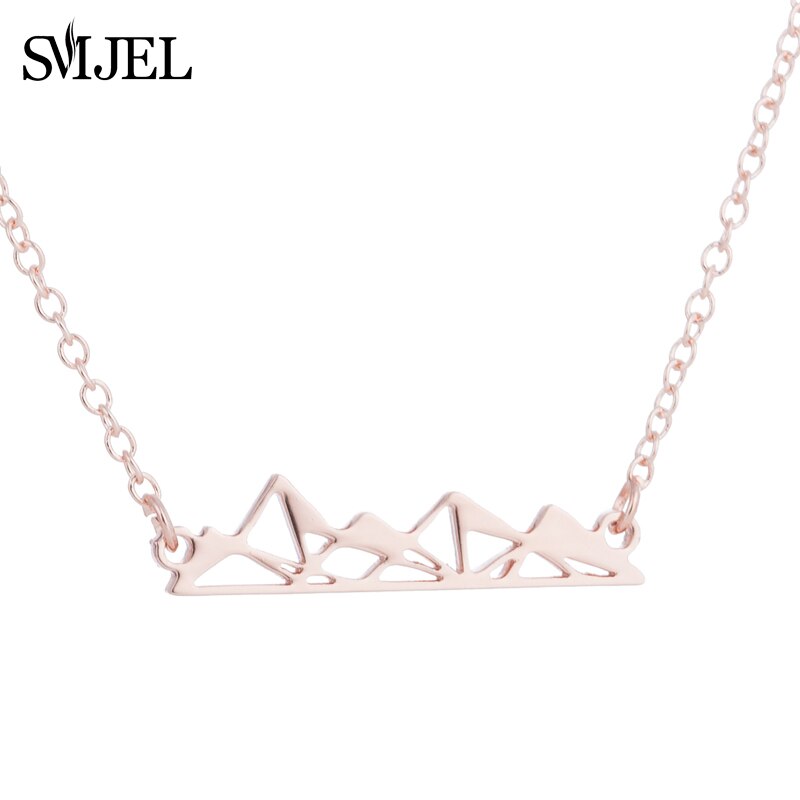 SMJEL Round Charm Mountain Necklace Men Women Choker Outdoor Travel Jewelry Climbing Minimalist punk Mountain Pendant Necklace