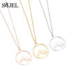 SMJEL Round Charm Mountain Necklace Men Women Choker Outdoor Travel Jewelry Climbing Minimalist punk Mountain Pendant Necklace