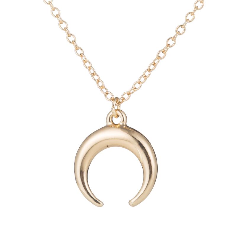 Silver Color Curved Cresent Moon Horn Pendant Necklaces Women Moon Gothic Handmade Necklace Choker Collier femme Jewelry