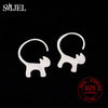 Solid 925 Sterling Silver Cute Spirit Long Tail Cat Earrings Animal Female Stud Earrings Lovely Kitten Jewelry Girl Gifts