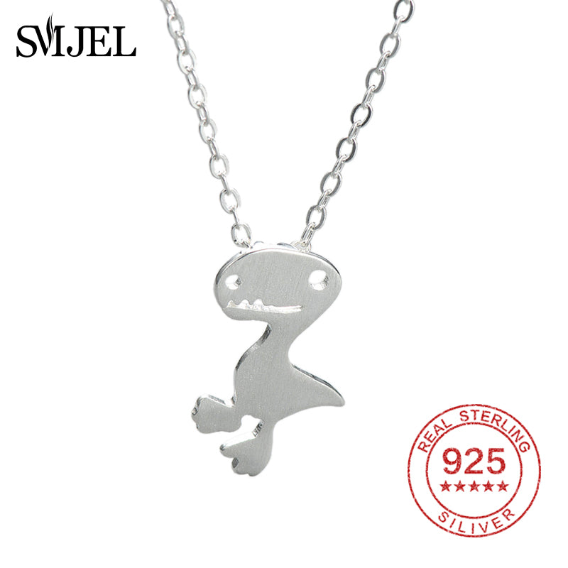 Tiny Women Jewelry T-Rex Dinosaur Necklace Tyrannosaurus Pendant Silver Animal Statement Necklace Christmas Gifts