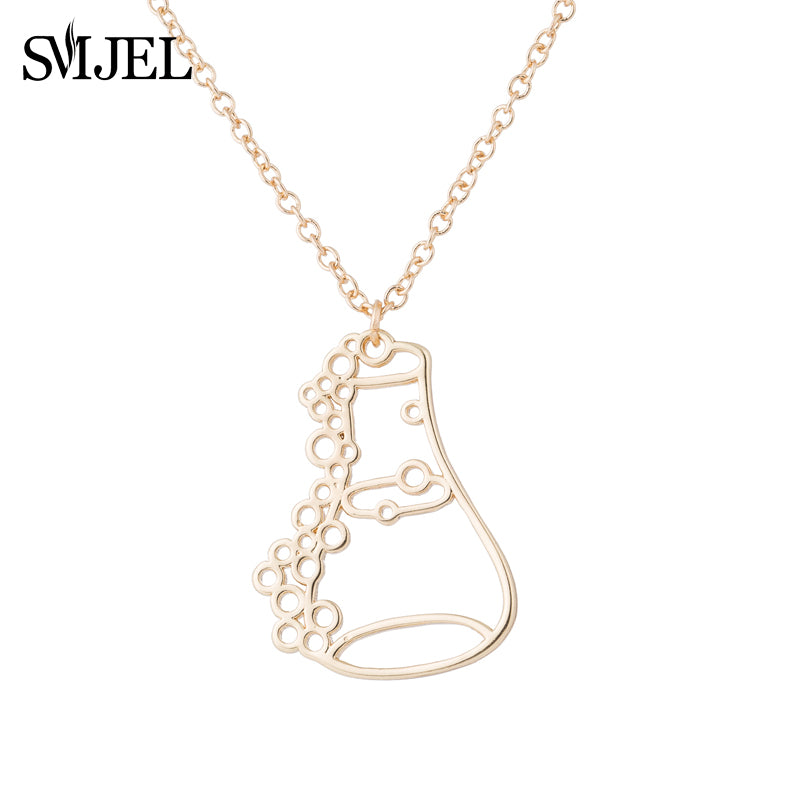 Trendy Erlenmeyer Flask Necklace Potion Bottle Chemistry Laboratory Graduation Gift Conical Jewelry Accessories N313
