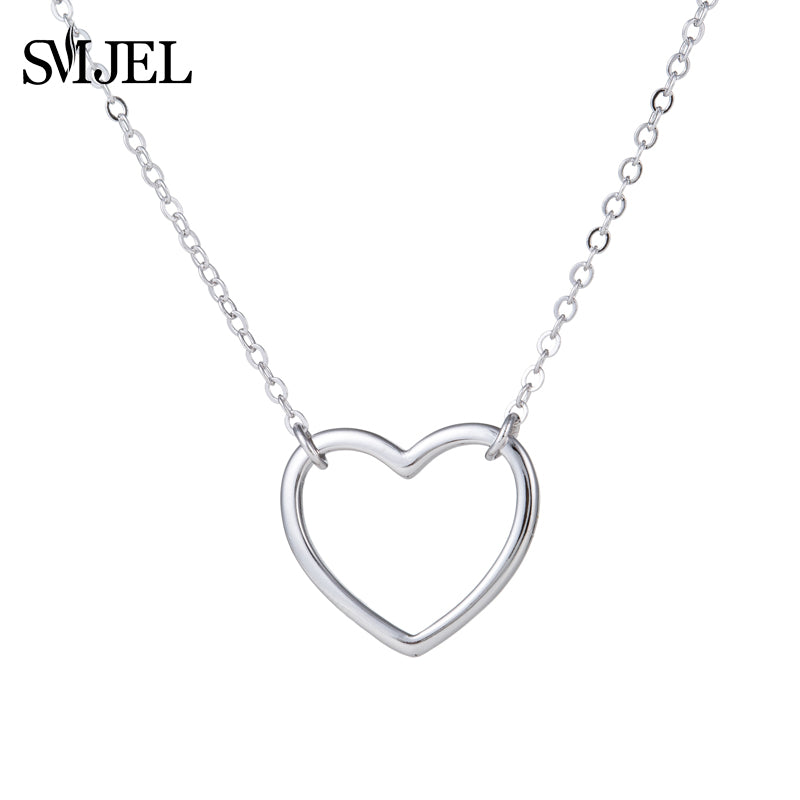 Valentine's D Cute Tiny Hollow Heart Pendants Necklace Women Simple Long Necklace Personalized Wedding Jewelry SYXL101