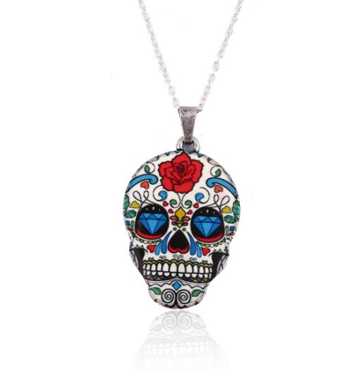 SMJEL Vintage Skeleton Pendant Necklace Women Ethnic Skull Necklaces Choker Mexican Skull Jewelry Halloween Gifts collier femme
