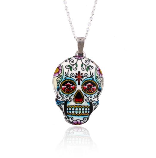 SMJEL Vintage Skeleton Pendant Necklace Women Ethnic Skull Necklaces Choker Mexican Skull Jewelry Halloween Gifts collier femme